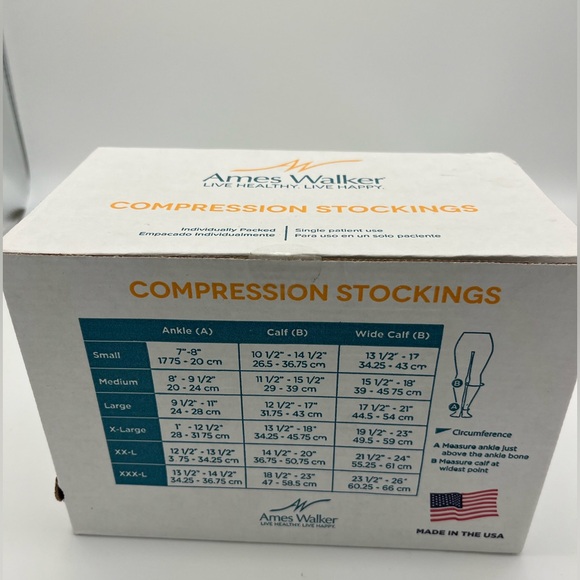 Ames Walker AW Style 111 Cotton 20-30 mmHg Firm Compression Knee High Socks leg - Picture 2 of 3